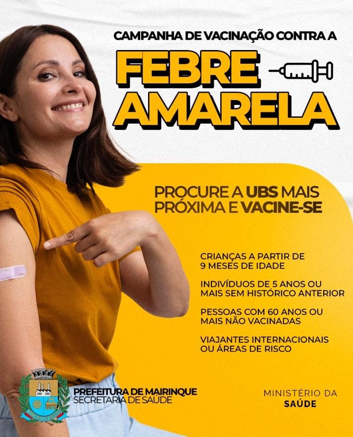Prefeitura de Mairinque intensifica campanha de vacinação contra febre amarela