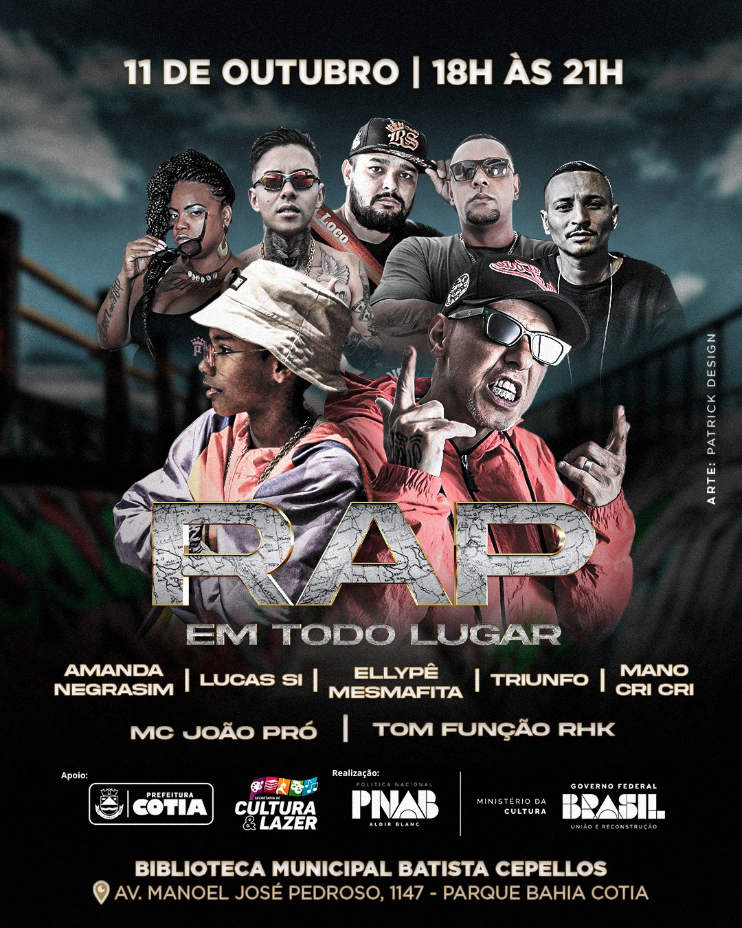 Sábado (11/10) é dia de ‘RAP em Todo Lugar’, na Biblioteca Batista Cepelos