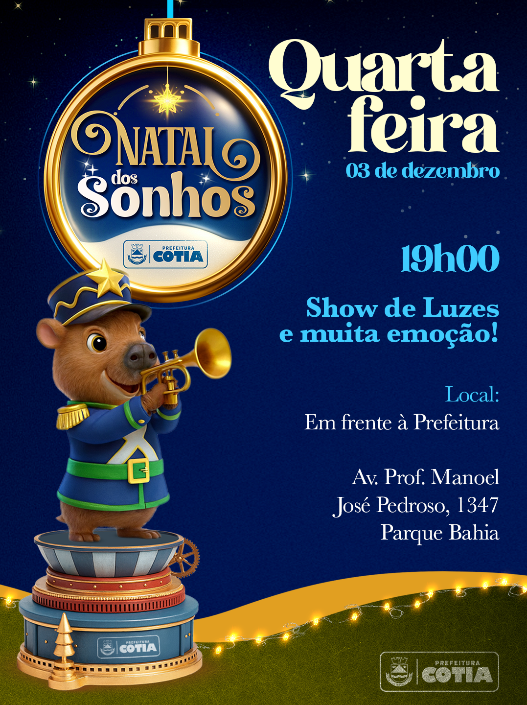 A Prefeitura de Cotia convida para abertura oficial do “Natal dos Sonhos”,  