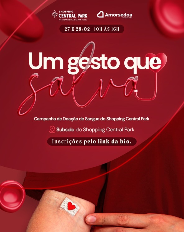 Campanha de doação de sangue acontece no Shopping Central Park em Vargem Grande Paulista