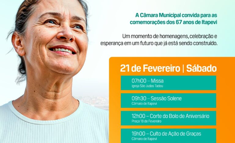 Câmara Municipal convida para tradicional celebração do 67° aniversário de Itapevi