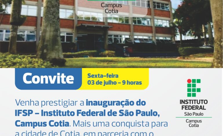 Campus Cotia do Instituto Federal será inaugurado nesta sexta-feira (3)