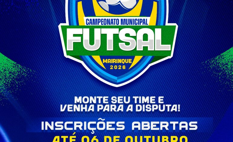 Mairinque abre inscrições para o Campeonato Municipal de Futsal 2026