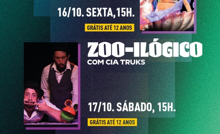 ia?” e “Zoo-ilógico” apresentam histórias que unem fantasia, criatividade e teatro de animação no Teatro Municipal Glória Giglio.